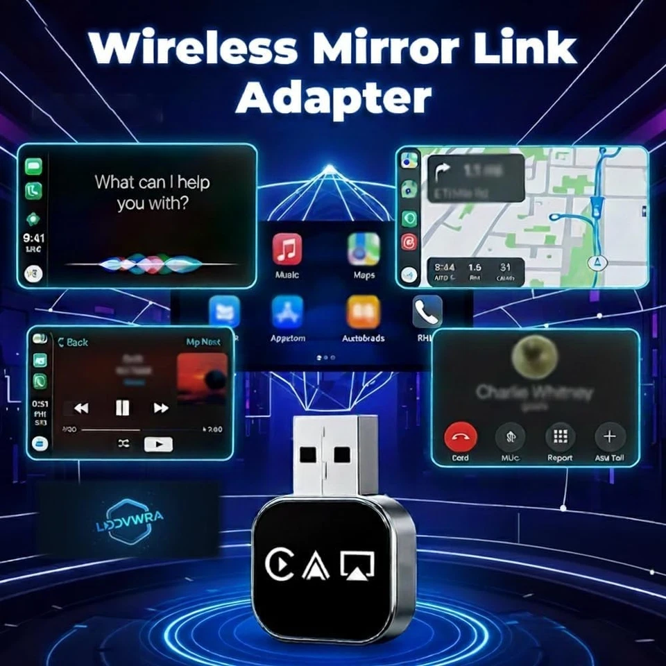 3 in 1 Auto BT5.0 Wireless Mirror Link Adapter USB Wired to CarPlay for iPhone - Image 3 of 4