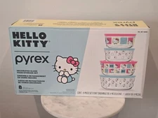 Pyrex Hello Kitty Decorated Glass Food Storage Container 8 Piece Set New In Box