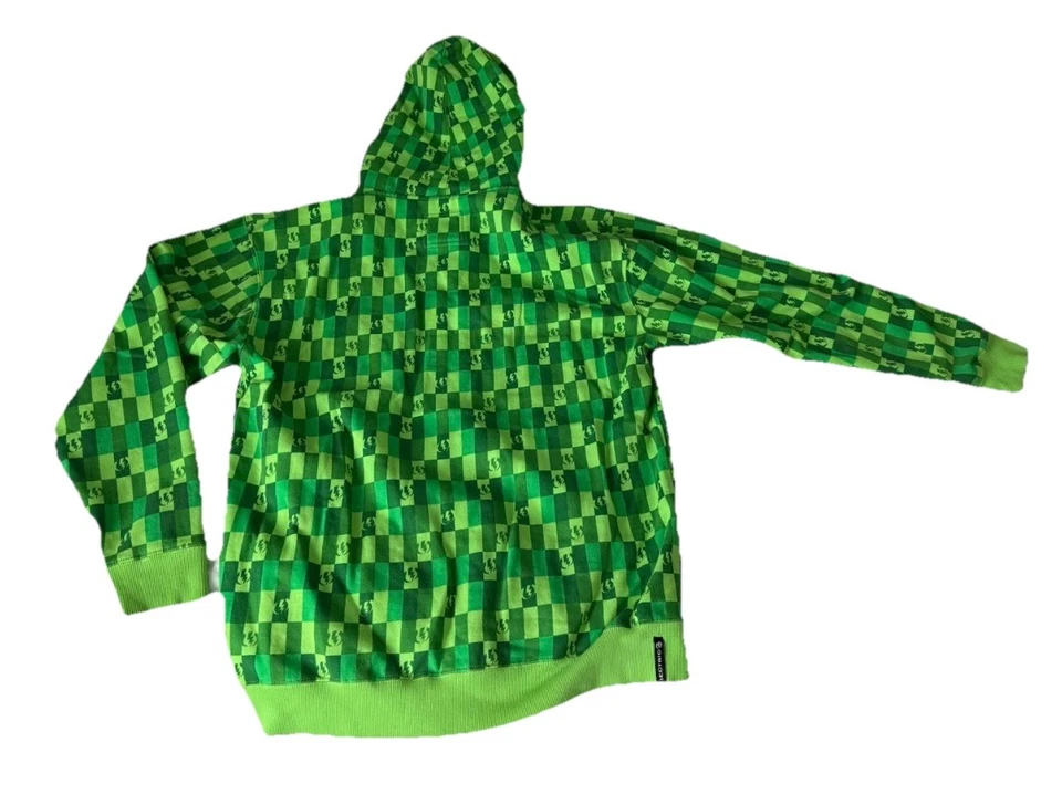 Sudadera con Capucha Electric Visual Verde a Cuadros Cremallera Completa Grande De Colección Y2K Foto 3 de 4