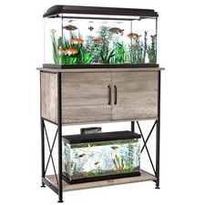 Aquarium Stand Metal Frame Fish Tank Stand with Cabinet 20-29 Gallon Grey