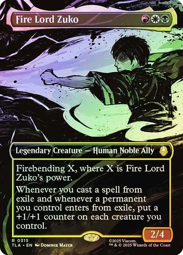MTG FOIL Fire Lord Zuko Borderless - Avatar: The Last Airbender #315