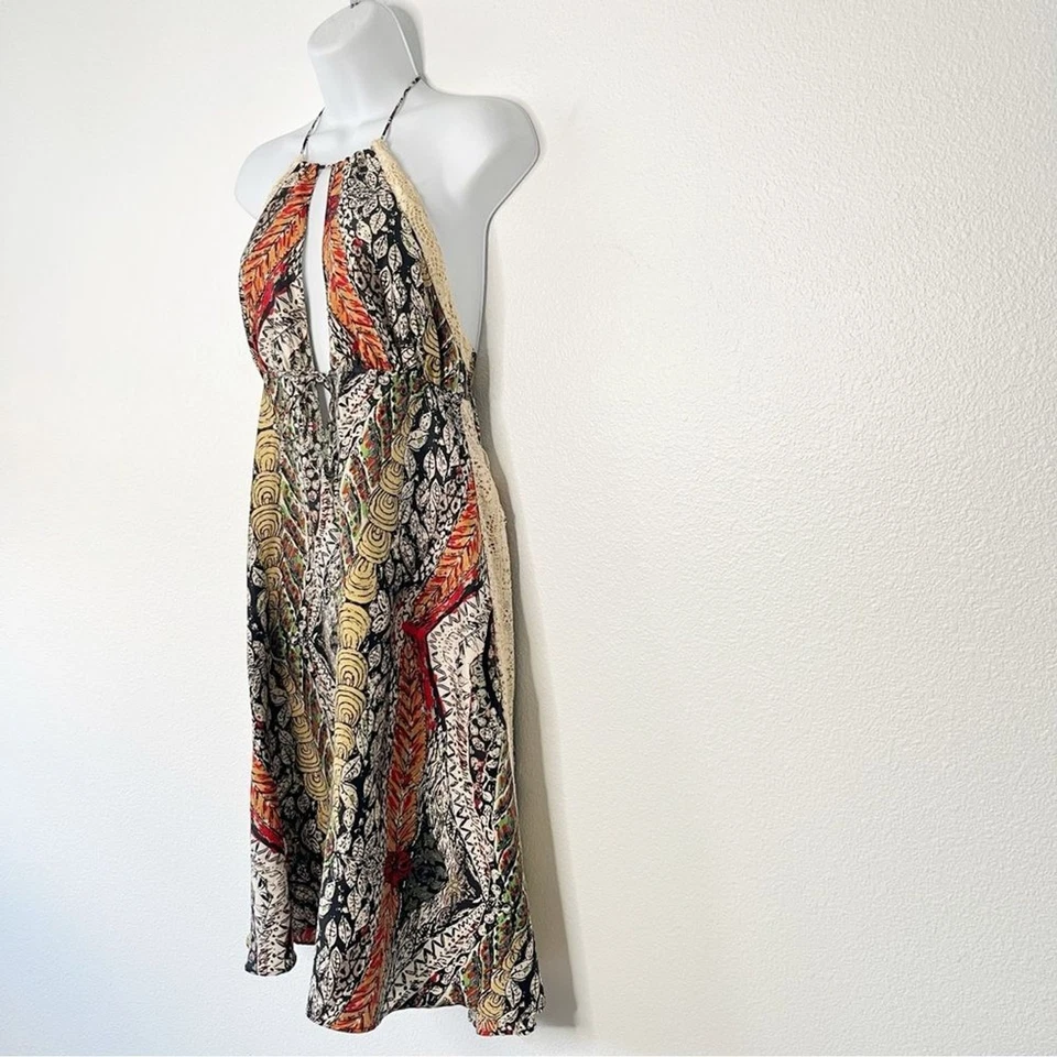 Sexy Vestido de Sol LaRok Halter Estampado Espalda Abierta Para Mujer Seda Talla Grande Foto 3 de 4