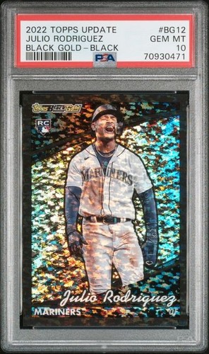2022 Topps Update Card BG-12 Black Gold Julio Rodriguez Rookie Black /299 PSA 10