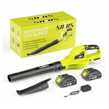  Leaf Blower, 20V Leaf Blower Cordless with 2x2.0Ah Battery and Charger, Green