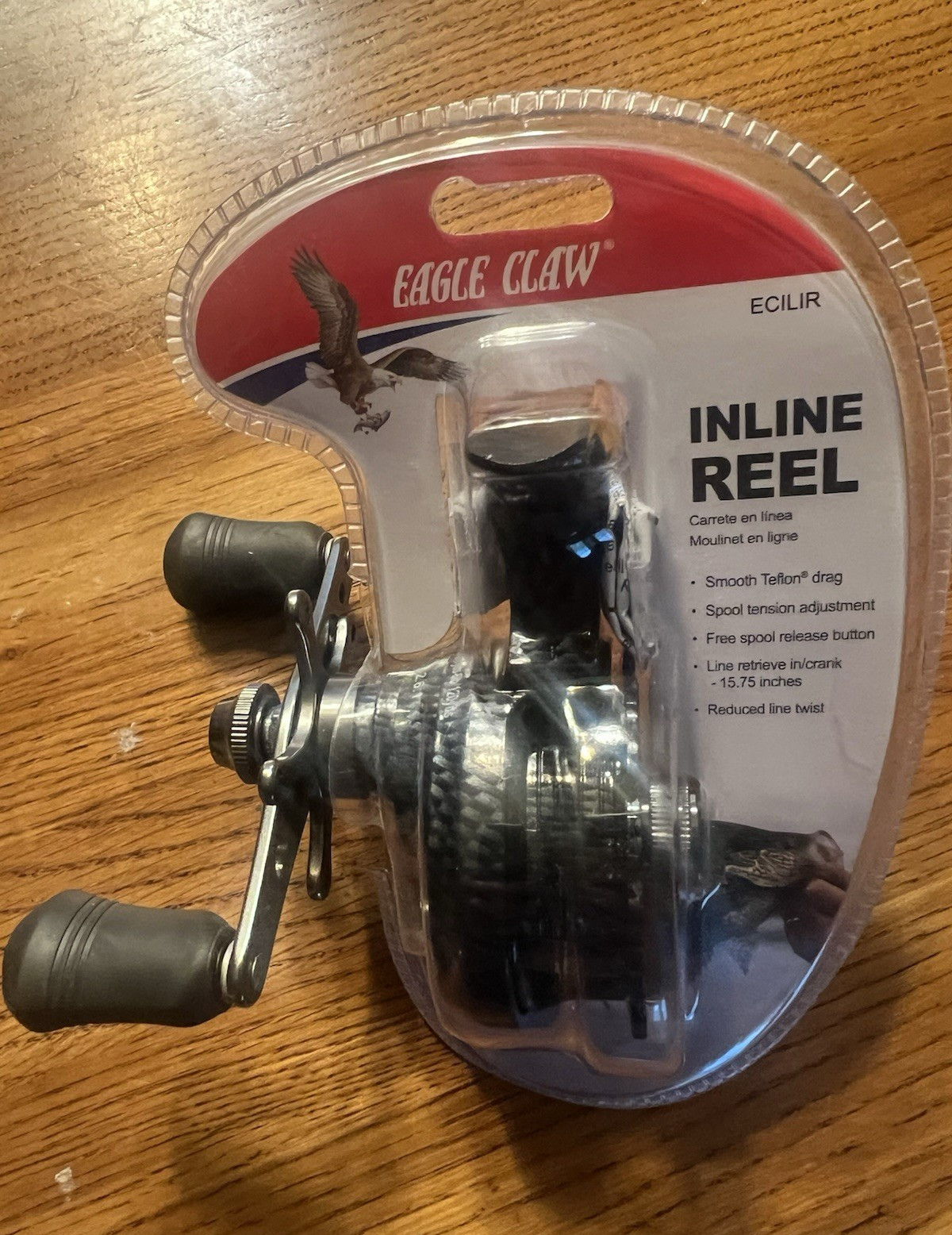 Eagle Claw ECILIR Inline Reel Black Silver Smooth Teflon Dra