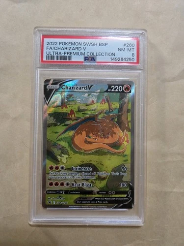 2022 POKEMON SWSH BLACK STAR PROMO #260 FULL ART/CHARIZARD V PSA 8