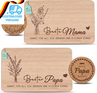 2Er Set FrüHstüCksbrettchen Mama & Papa Geschenke Set | Brotzeitbrett Mit Gravur