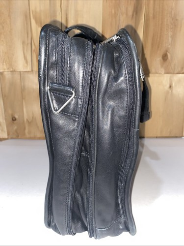 Tumi LIMITED EDITION Black Leather Laptop Attache Briefcase Bag (Read) - Afbeelding 4 van 15