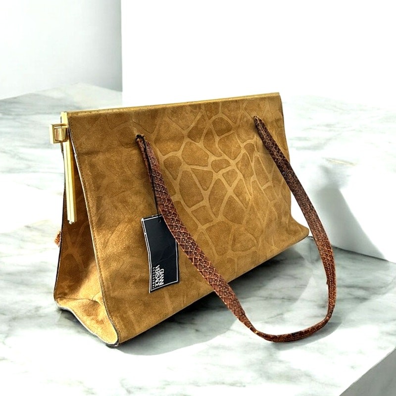 Gianni Versace Borsa Crosta Suede, Python Strap H… - image 1