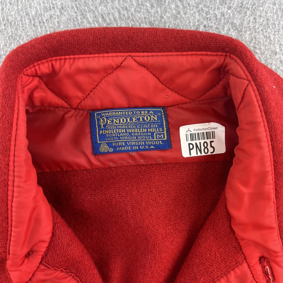 Vintage Pendleton Shirt Mens Medium Red Wool Button Front Outdoors Made USA - Image 4 of 4