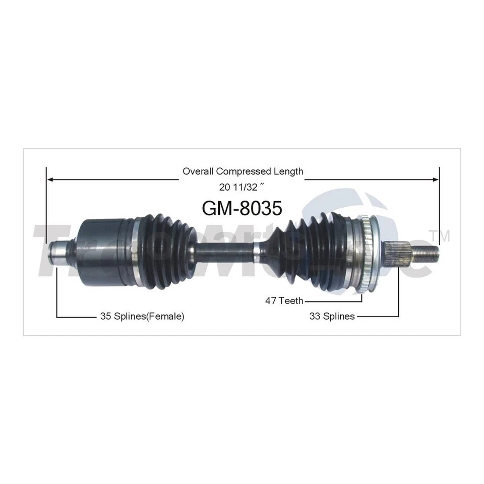 2 Front TrakMotive CV Axle Joint Shaft For Buick Regal 1992 1991 1990 1989 1988 - Image 2 of 3