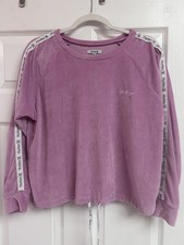 Hurley Women's Pink Long Sleeve Logo Sweatshirt Size M Ribbed Drawstring Hem