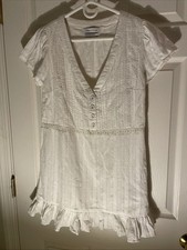 Urban Outfitters Women Sz Small Petite V Neck Dress White