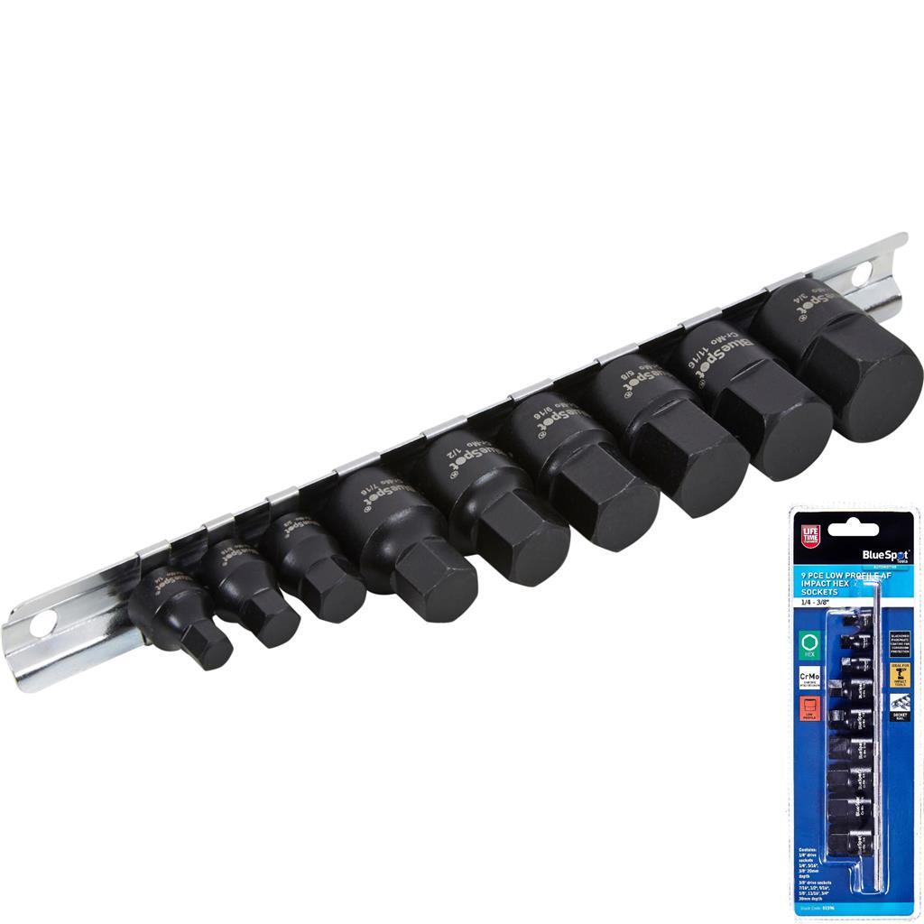 Blue Spot 9pc Low Profile AF Impact Hex Socket Set 1/4
