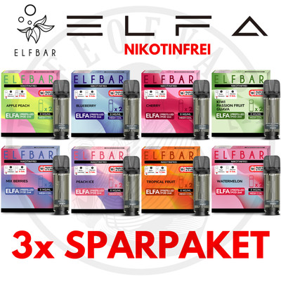 3x ELFBAR 600 ELFA Pod System I E-Zigarette E-Shisha I Liquid mit 0mg Nikotin