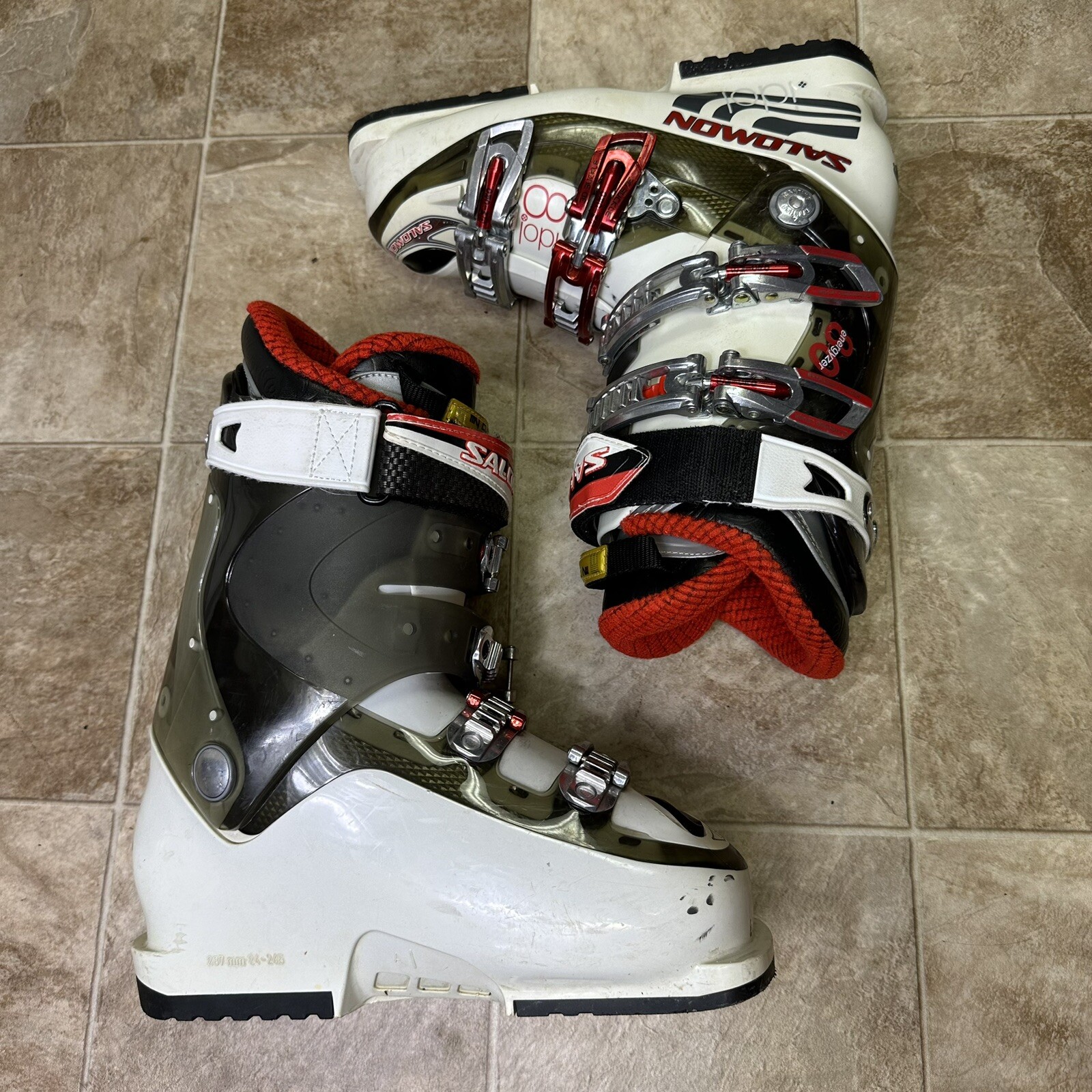 Scarponi da sci Salomon donna 24 5 US 7 5 Energyzer Idol 8 guscio personalizzato oro argento