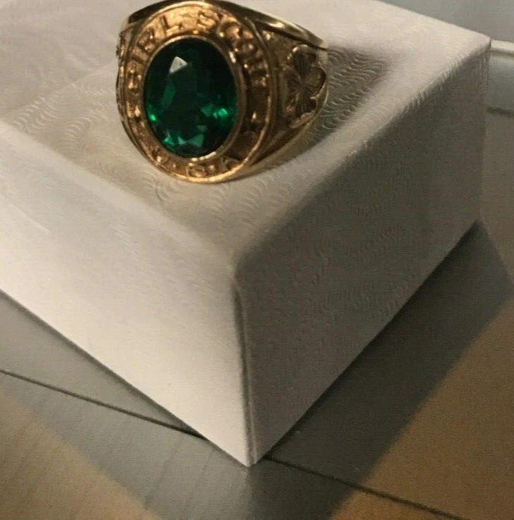 10k gold ring online with green stone