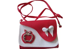 Little Girls Shoulder Bag Purse Genuine Leather Red White MADE AUSTRIA 2 Compart