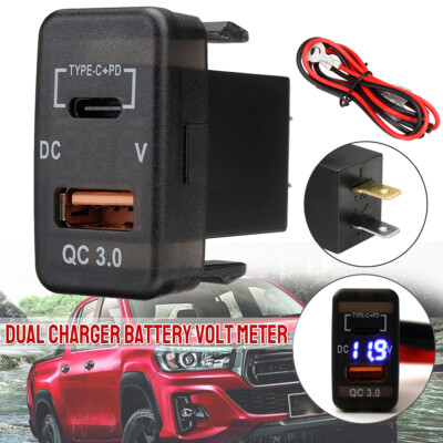 Dual USB Auto Ladegerät QC3.0+Typ C+PD Steckdose Für Toyota FJ Cruiser 12-24V