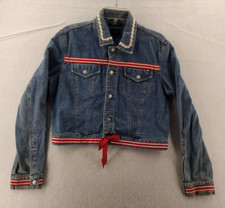 VTG Tommy Hilfiger Denim Jacket Girls XL Embroidered Collar