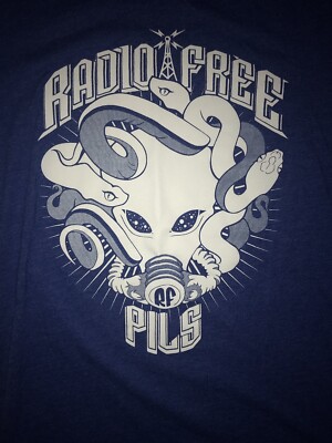 Women's RADIO FREE PILLS CRAFT BEER WILD ONION BLUE T SHIRT SNAKEHEAD SZ L 
