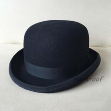 100 Wool Men's Black Bowler Hat Gentleman Hat Fedora Casual NEW