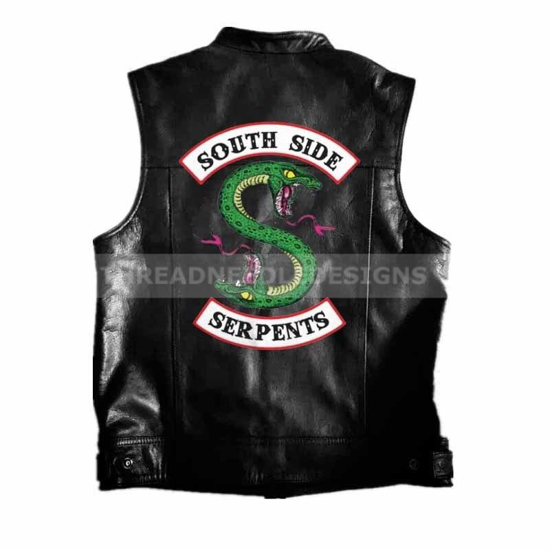 Riverdale South Side Serpents Biker Leather Vest For Men Motorcycle Jacket