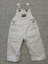 VTG Oshkosh B'Gosh Vestbak Overalls Bib Khaki Grey USA - 6/9 Months