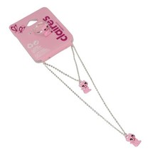 Claires Club Kitten Jewelry Set Necklace Bracelet Ring Silver Tone Pink