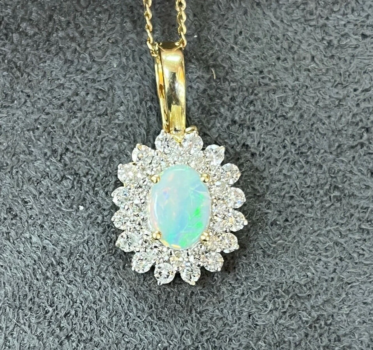 Ethiopian Opal and Filigree White Gold Pendant of Incredible Quality