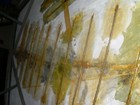 gorgeous HEAVY inlaid pietra dura marble table, imported from italy, brass legs — photo 8
