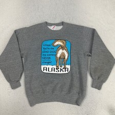 Vintage Alaska Sweatshirt Mens Large Funny Lead Dog USA MADE Sweater
