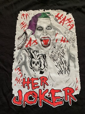 Her Joker Suicide Squad Black T-Shirt Harley Quinn JARED LETO size 2XL