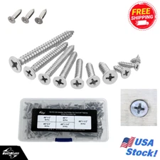 160-Piece Assorted Self-Tapping Wood Screws – Flat Head, 304 Stainless Steel