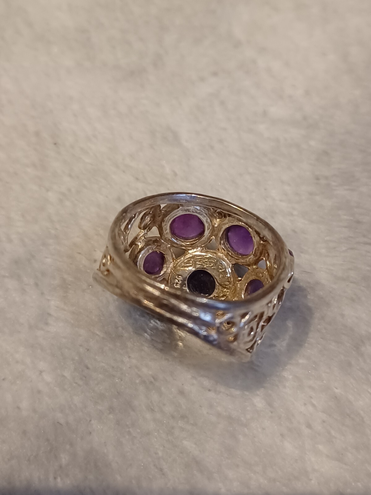 Amethyst Bubble Ring Solid Sterling Silver Round … - image 6