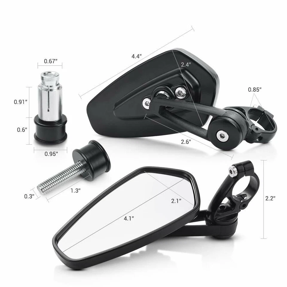 Espejos retrovisores laterales con extremo de barra de 7/8" para motocicleta Yamaha V-Max VMX 1200 FZ MT R6 Foto 3 de 4