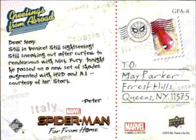 2019 Upper Deck Spider-Man Far From Home Greetings From Abroad