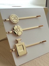 CHANEL GIFT Hair Accessories - Set Of 3- Gold Plated Hair Clips 2023 Mini Makeup