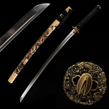 Japanese Samurai Katana Sword Clay Tempered T10 Steel Choji Hamon Full Tang