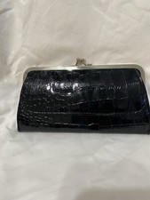 Black Clutch Purse/Wallet With Front Pocket And Snap Closure - 7 3/4in X 4in