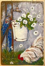 Rooster/Chicken Metal Wall Sign 12" x 8"