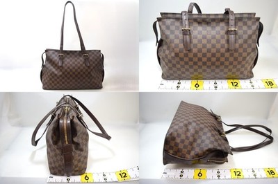 Auth Louis Vuitton Chelsea Shoulder Bag Damier Ebene Canvas N51119