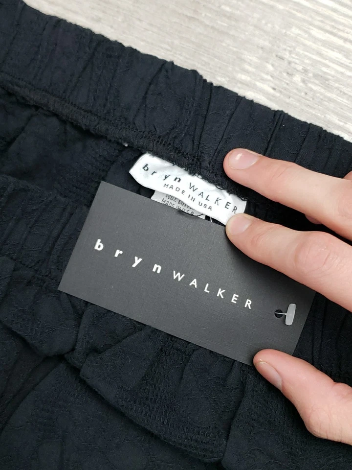 Pantalón Bryn Walker Negro Inundación 100% Algodón XL Hecho en EE. UU. Pierna Ancha Repujado Floral Foto 4 de 4