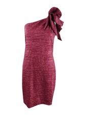 Betsy & Adam Women's One-Shoulder Glitter Dress (2, Ruby)