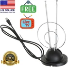 Universal Indoor Rabbit Ear TV Antenna for Clear HDTV VHF UHF Dual Loop Coaxial