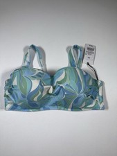 Shade  Shore Swimsuit Bikini Top Underwire Molded Cups Floral Blue Green 36C