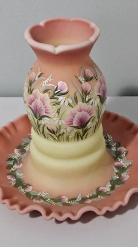 Fenton Glass Burmese OOAK Vicki Curren One Piece Fairy Lamp