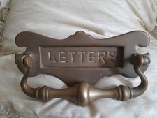 Victorian Ornate Brass LETTERS Letter Box With Knocker