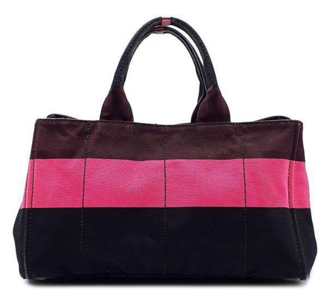 Prada Striped Canvas Tote Bag Women's Designer Shopper Handbag
