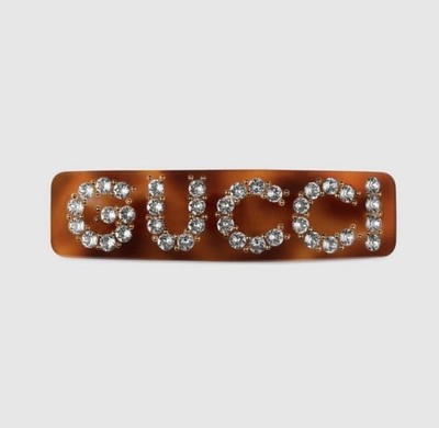 Gucci Resin Tortoise Shell Crystal Hair Clip | eBay